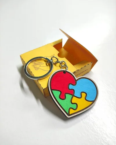 Vista 4 de Wooden Autism Keyring, Neurodiversity Symbol Keychain, Autistic Pride, Autism Spectrum, Autism Awareness, Gift for Mom