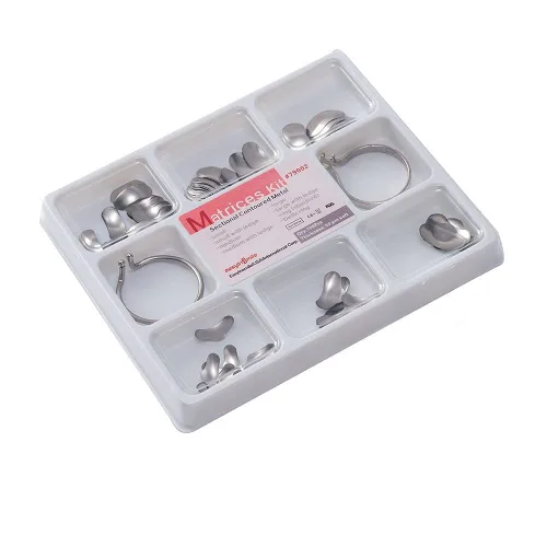 SNAWOP Matriz dental 50μm Matrices metálicas contorneadas seccionales 100PCS sistema completo de matriz+2 anillos