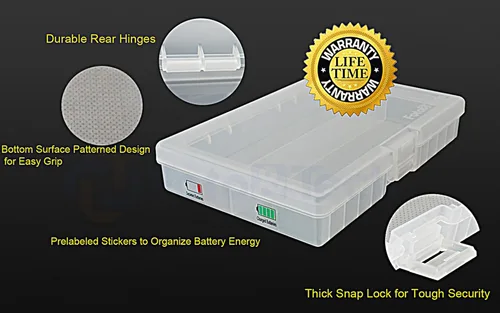 Foto&Tech Caja de almacenamiento para pilas AA AAA, estuche de almacenamiento para baterías recargables con organizador, caja de soporte para