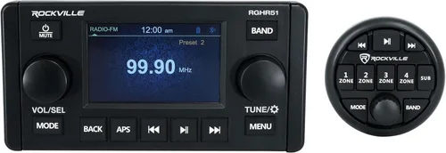 Rockville RGHR51 5 Zona Solo DIN Receptor Marino Bluetooth/Radio/Cableado Remoto