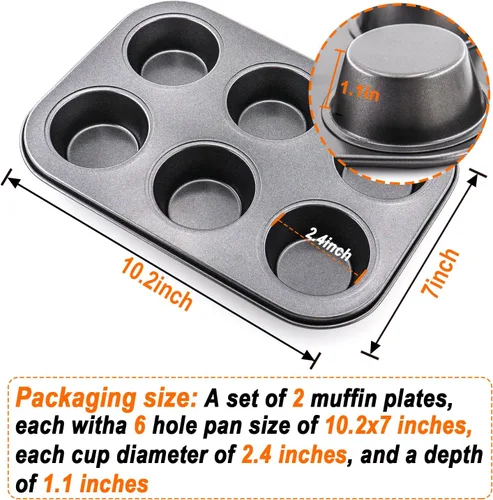 Vista 2 de 2 paquetes de molde redondo para magdalenas, molde de acero premium para hornear, molde para cupcakes y tartas de queso, molde para hornear con Negro