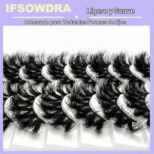 Vista 2 de IFSOWDRA Pestañas de visón Wispy D Curl ojo de gato gruesas pestañas
