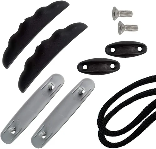 Vista 5 de Kit de transporte de asas de kayak, resistente, mango en T con cable para transporte de canoa, paquete de 2, color negro