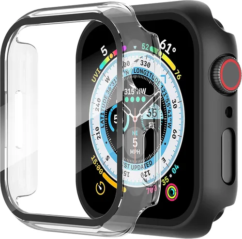 Vista 28 de Diruite Juego de 2 fundas para Apple Watch Series 3/2/1 de 38mm, protector de pantalla de vidrio templado ultradelgado de todo alrededor para iWatch