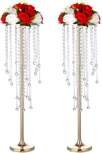 Vista 11 de 10 jarrones altos para centros de mesa, soporte de flores plateadas para bodas, fiestas, centros de mesa, decoración del hogar, plomo de carretera