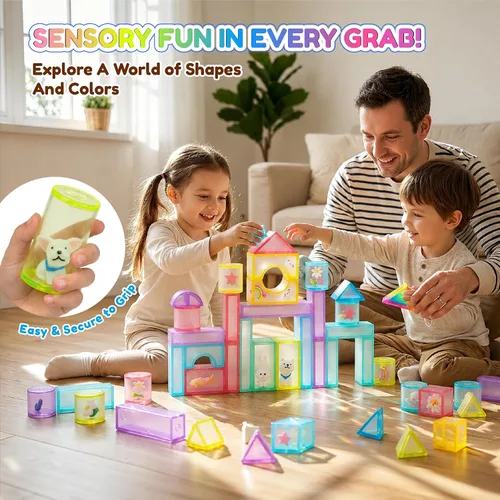 Vista 5 de 33 bloques de construcción sensoriales suaves para niños pequeños, bloque