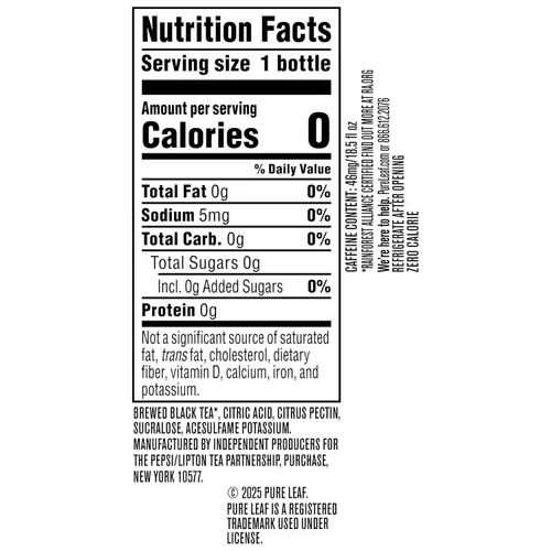 Vista 2 de Pure Leaf Té helado, té dulce sin azúcar, botellas de 18.5 onzas líquidas (paquete de 12)