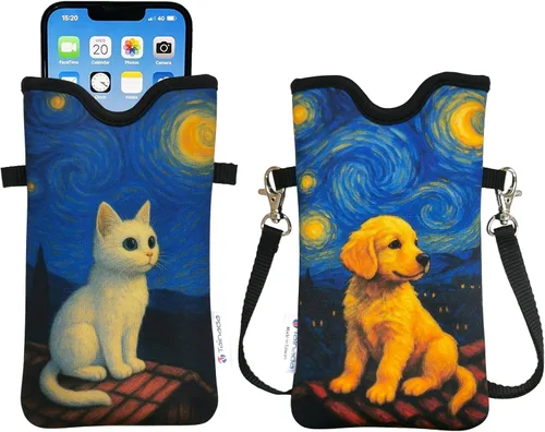 Vista 87 de Tainada Funda Estuche Bolsa de Neopreno para Teléfono para Hombres y Mujeres con Correa Cruzada/Cordón para el Cuello para iPhone 17/16/15 Pro Max