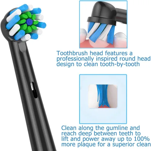 Vista 4 de Cabezales de repuesto para cepillo de dientes compatibles con Braun Oral B, compatibles con cepillo eléctrico Oral-B Pro 1000/2000/3000/5000/6000