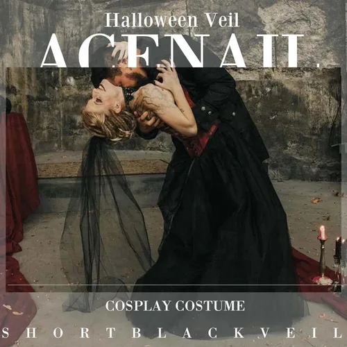 Vista 4 de Black Veil Brides Wedding Veils Lace Short Bridal Veil Fingertip Womens Veil Halloween Veil 2T Veil with Comb