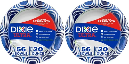 Vista 9 de Dixie Ultra, Cuencos de papel grandes, 20 onzas, 150 unidades (6 paquetes de 25 cuencos), aptos para microondas, compostables, cuencos desechables