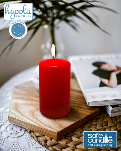 Vista 6 de HYOOLA Red Pillar Candles - Velas de pilar de 2 x 4 pulgadas, paquete de 24 velas de pilar sin perfume, hechas en Europa