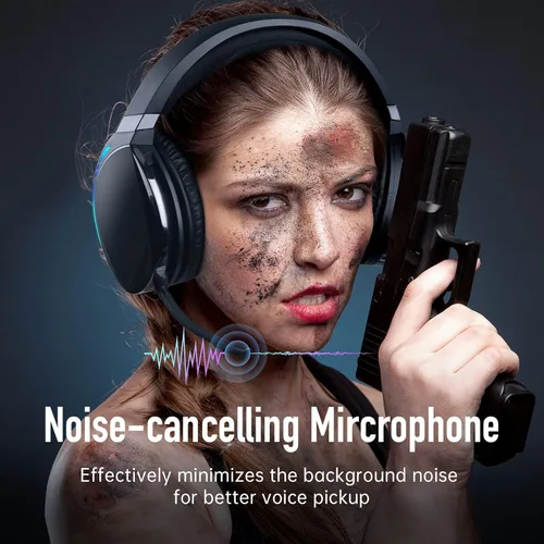 Vista 6 de KOFIRE UG-06 Wireless Gaming Headset for PS4 PS5 PC, 30H Playtime, Low Latency, Noise Cancelling Over Ear Bluetooth Gaming Headphones with Dual Mic