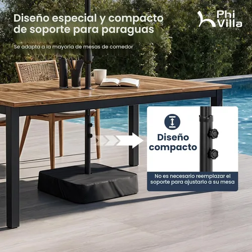 Vista 6 de PHI VILLA Sombrilla grande de 15 pies para patio con base incluida, sombrilla de doble cara rectangular para exteriores de gran tamaño con soporte