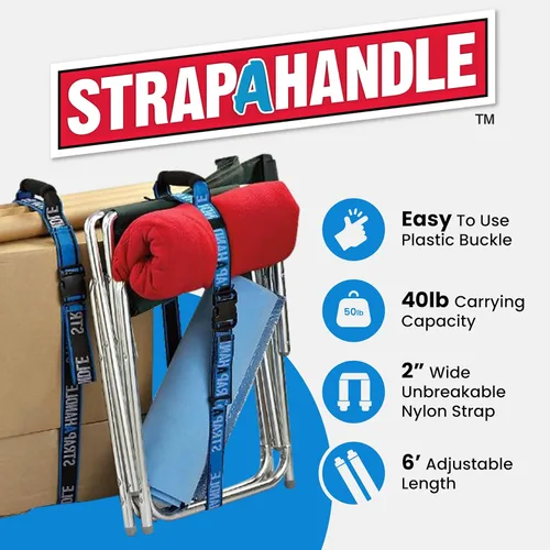 Vista 2 de Correa de transporte de 6 pies con asa Cinturón ajustable Resistente, fácil, seguro, levantamiento, movimiento, correa de transporte para cajas