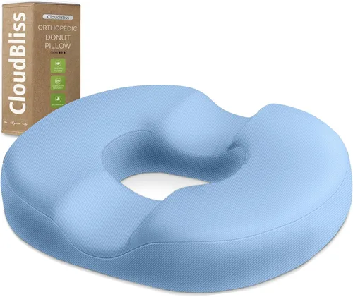 Vista 8 de Cojín de asiento en forma de dona CloudBliss para alivio del dolor de coxis y hemorroides, cojín de silla de espuma viscoelástica para después
