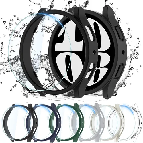Vista 7 de QCKANLJ [6+6Pack] para Samsung Galaxy Watch 6 Funda Protectora de Pantalla 40mm, Vidrio Templado Anti-Vaho y Cubierta Protectora de PC Rígida