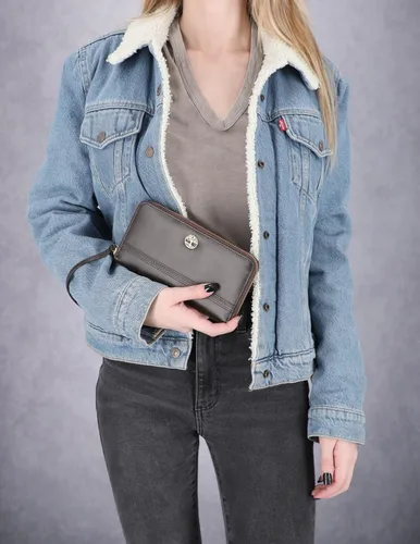 Vista 6 de Timberland - Cartera de piel con cremallera de interferencia de radiofrecuencia RFID para mujer con correa para la muñeca