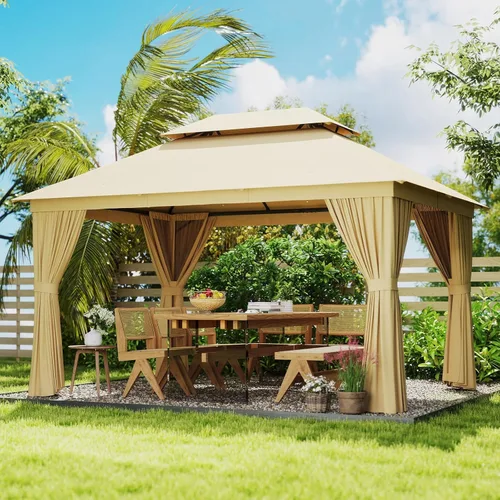 Vista 50 de Cobertizo de almacenamiento de metal negro de 10 x 10 pies, cobertizo de herramientas duradero para exteriores con construcción de acero resistente