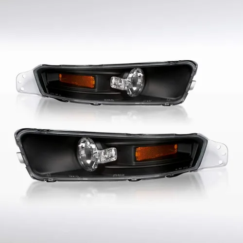 Autozensation Compatible con Ford Mustang Gt V6 L+R 2005-2009, carcasa negra, luces de parachoques de lente transparente