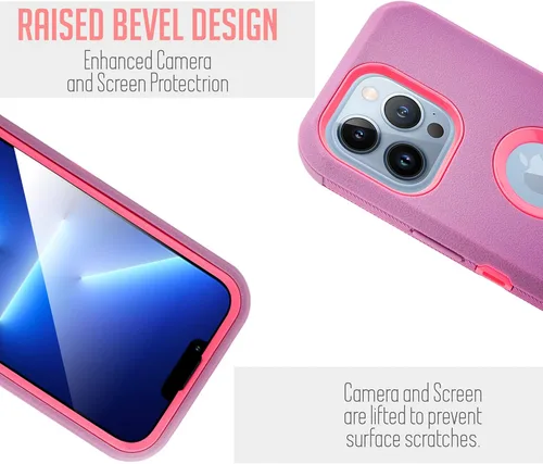 Vista 5 de Funda diseñada para iPhone 13 Pro Max (6.7 pulgadas), funda de protección de cuerpo completo con clip para cinturón, funda resistente con protector