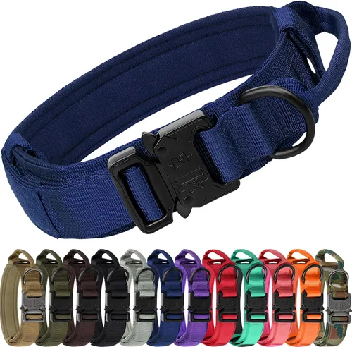 Vista 13 de Joytale Collar táctico para perro con asa, collar militar ajustable y resistente con 2 parches para entrenamiento, adecuado para perros medianos