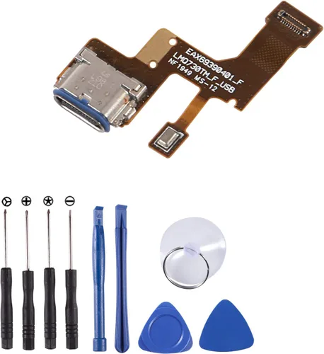 Vista 8 de Reemplazo del puerto de carga del conector de base USB con cable flexible de micrófono compatible con LG G7 ThinQ (versión de EE. UU.) G710VM
