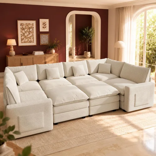 Vista 20 de Cloud Couch Sectional, L Shaped Modular Sofa with Movable Ottoman Negro