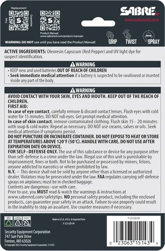 Vista 11 de SABRE Runner Pepper Gel para autodefensa con correa de mano LED ajustable para correr, luz siempre encendida o intermitente, ajuste ambidiestro