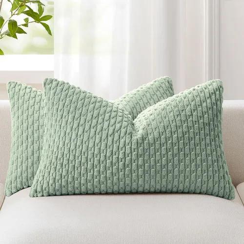 Vista 47 de Kevin Textile - Juego de 2 fundas de almohada decorativas de pana suave, estilo bohemio, a rayas, decoración del hogar para sofá, cama, sofá y sala
