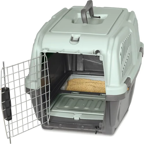 Vista 2 de Midwest Homes for Pets Skudo - Transportador de plástico para gatos de 24 pulgadas con bandeja de arena integrada