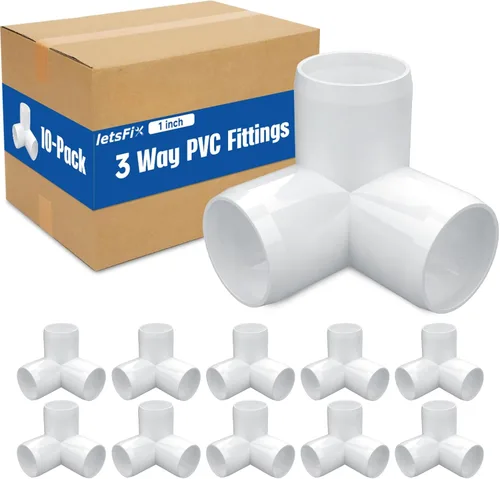 Accesorios de PVC de 1 pulgada (paquete de 10) de 3 vías (paquete de 10) para muebles, conector de codo de 1 pulgada, resistente para muebles de