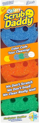 Scrub Daddy Esponjas de Color – Esponjas multiusos para platos sin arañazos para limpieza de cocina, baño y hogar – Hechas con espuma de polímero