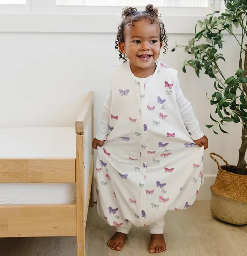 Vista 3 de Woolino Bolsa de dormir 4 temporadas para bebé con pies, lana de merino o saco, 0 – 3 años, 6 - 18 meses, Butterfly