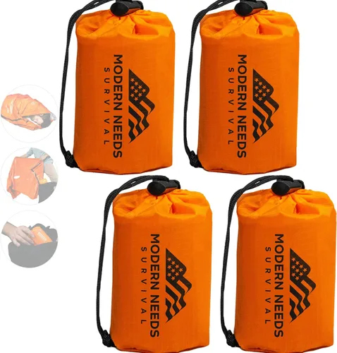 Vista 11 de MODERN NEEDS Emergency Sleeping Bag Survival – Thermal Blanket & Bivy Sack Emergency Bivy & Survival Blanket Outdoor Sleeping Bag & Hiking