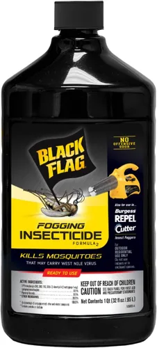 Black Flag, insecticida de exterior listo para usar de 32 oz. Controla mosquitos, moscas picadoras e insectos voladores en céspedes, patios y