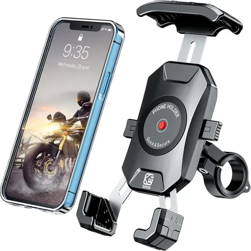 Vista 9 de BRCOVAN Soporte de teléfono para motocicleta con base de montaje de aleación de aluminio maciza, [bloqueo 1S] Soporte de teléfono celular