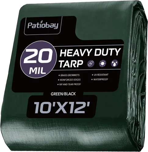 Vista 43 de Lona grande de 8x10 pies, 16 mil de alta resistencia impermeable con ojales cada 23.6", plástico grueso de 420D, resistente a los rayos UV, a