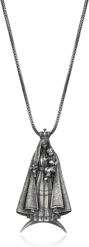 Virgen De La Caridad Del Cobre - Colgante de Madre Santa, 0.026-0.031 libras, 1.77 x 0.98 pulgadas, Collar de Virgen María de Ley 925K para hombres