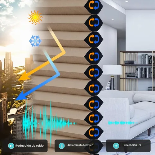 Vista 5 de Changshade Persianas celulares sin cordón, con diseño de panal de abeja, filtrantes de luz, plisadas, fáciles de instalar para ventanas interiores