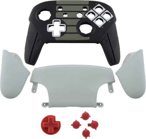 Vista 2 de eXtremeRate Classic NES Style Faceplate Backplate Handles Cover, Octagonal Gated Sticks Design DIY Replacement Grip Housing Shell for Nintendo