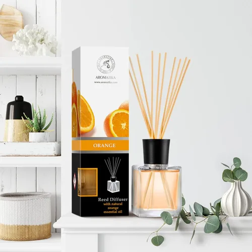 Vista 7 de Difusor naranja de 6.8 onzas líquidas – Fresh Room – Fragancia de larga duración – Difusor perfumado de caña – Set de regalo difusor – Lo mejor