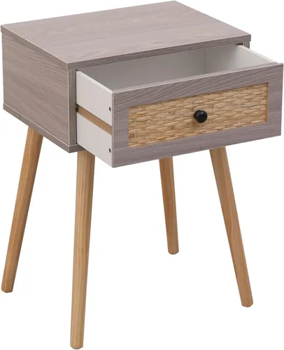 Vista 6 de vipace Set of 2 Nightstands, End Side Bedside Table with Storage Drawer and Solid Wood Legs, Mid-Century Modern Night Stands for Bedroom Living Room