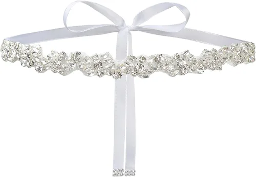 Cinturón Faja de Novia de Cristal Hecho a Mano Cinturón de Vestido de Boda con Diamantes de Imitación para Vestidos de Novia blanco (222s-white)