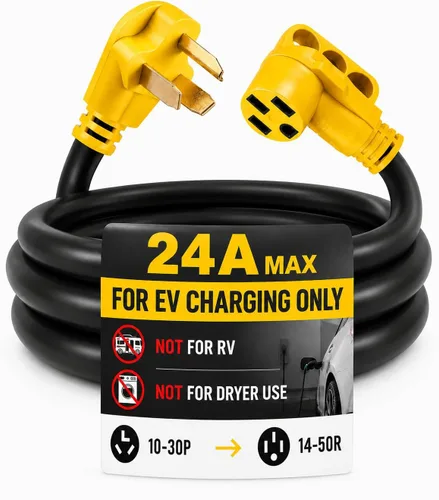 Vista 12 de Cable Adaptador de Cargador EV Compatible con NEMA 10-30P a 14-50R, 30 Amperios 3 Clavijas de Secadora a 50 Amperios 4 Clavijas EV para Carga Tesla