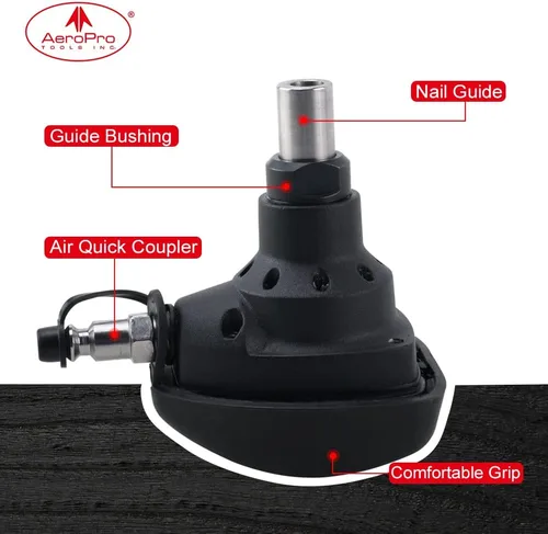 Vista 7 de AEROPRO TOOLS - Clavadora de palma neumática con punta magnética, pistola de clavos para colgadores de vigas, clavadora de conector de metal, mini