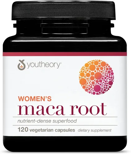 Youtheory Raíz de maca para mujer, cápsulas vegetarianas, 120 unidades (el embalaje puede variar)