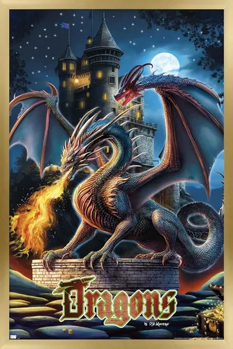 Vista 13 de Trends International PD Moreno - Póster de pared del castillo del dragón Versión con marco negro