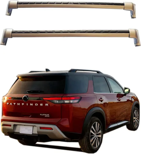 Vista 8 de RAXUSA - Barras transversales para portaequipajes de techo, para Pathfinder 2022-2025 con rieles elevados de fábrica, caja de carga, para esquí
