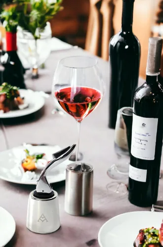 Vista 4 de Tapones de vino para botellas de vino con tapón de botella de vino al vacío de acero inoxidable con corchos de vino reutilizables de silicona, a